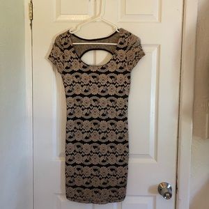 Gold and black lace dress